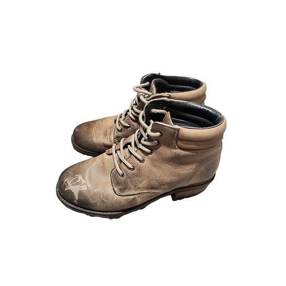 Taos Women's Rebel Leather Boots Distressed  with marks Size 38 US 7.5 Lace‎ up - Picture 5 of 11